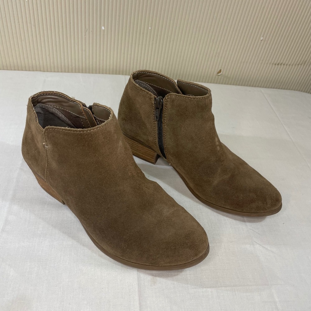 GH Bass Nina Brown Suede Ankle Booties Side Zip Block Heel 7M 6154-3814-316